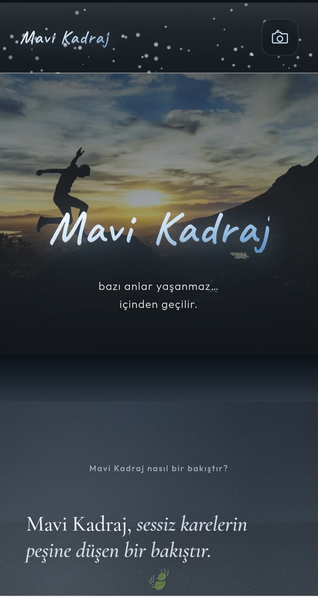 Mavi Kadraj web sitesi görünümü